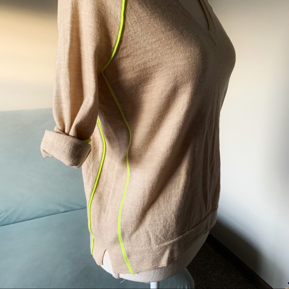 J.Crew 100% Merino wool camel & neon sweater - Picture 2 of 7
